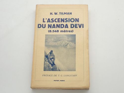Portada del libro de L'Ascension du Nanda Devi (8.548 mètres). Préface de T.G. Longstaff. Traduction française de P. Granjux