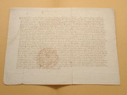Manuscrito sobre papel en latín fechado en Lérida a 20 de diciembre de 1400 y referido a D. Arnaldo Guillermo de Bellera o Bellaria, Veguer de Barcelona, Igualada, Vallés y Moyá y Lugarteniente del Rey, sobre diversos asuntos legales