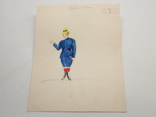 3 dibujos originales con modelos de vestuario para la escena