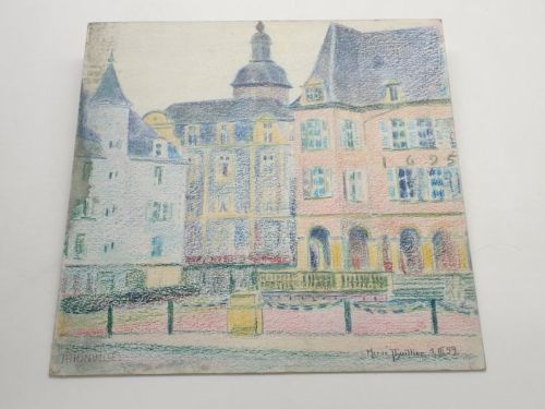 Thionville. Dibujo a la cera original de Hervé Thuillier
