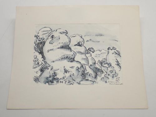 FELSEN AM MONTSERRAT (Macizo de Montserrat). Dibujo original de Werner Spitzer