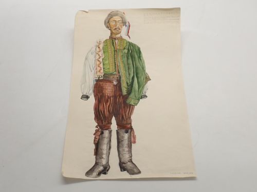 Hannaken brautigam (Novio de la etnia Hannaken). Dibujo original a la acuarela