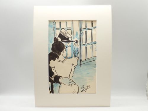Dibujo original de Pierre Doussinelle (Dousy'Nell) para su publicación en alguna revista humorística