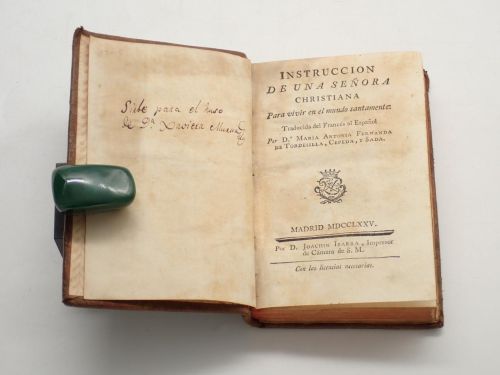 Portada del libro de Instrucción de una señora christiana para vivir en el mundo santamente. Traducida del francés al español...