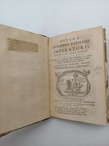 Portada del libro de Meygra entreprisa catoliqui Imperatoris quando de anno Domini 1536 veniebat per Provensam benè corrosatus...