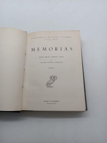 Portada del libro de José García de León y Pizarro (1770-1835). Memorias