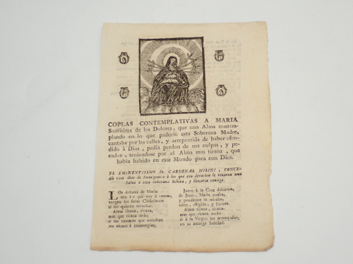 Portada del libro de Coplas contemplativas a María Santísima de los Dolores, que una Alma contemplando en lo que padeció...