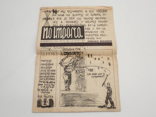 Portada del libro de No importa. Periódico volante de la Centuria Onésimo Redondo. Año V, Octubre 1946, nº 1