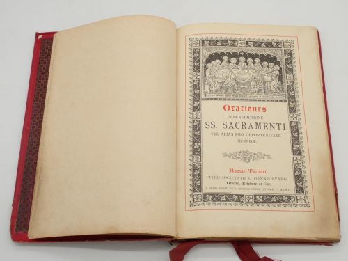 Portada del libro de Orationes in benedictione SS. Sacramenti vel alias pro opportunitate dicendae. Romae-Tornaci, Typis...
