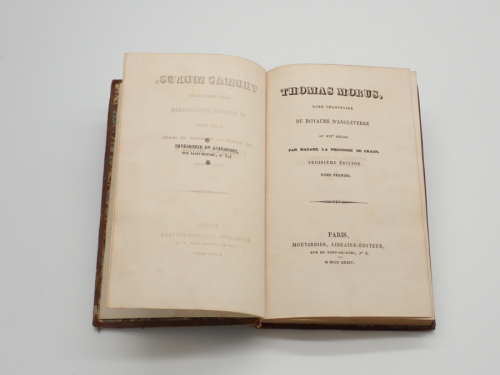 Portada del libro de Thomas Morus, Lord Chancelier du Royaume d'Angleterre au XVIe siècle. Troisième édition