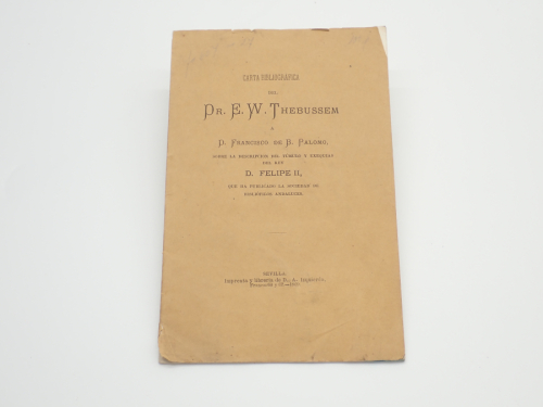 Portada del libro de Carta bibliográfica del dr. E.W. Thebussem a d. Francisco de B. Palomo, sobre la descripción del túmulo...