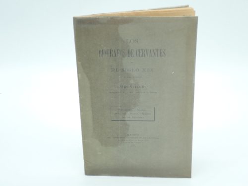 Portada del libro de Los biógrafos de Cervantes en el siglo XIX. Apuntes críticos. Navarrete - Aribau - Quintana - Morán...