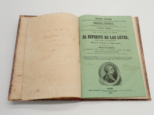 Portada del libro de El espíritu de las leyes, por Carlos de Secondat, Barón de la Breda y de Montesquieu, con un análisis...