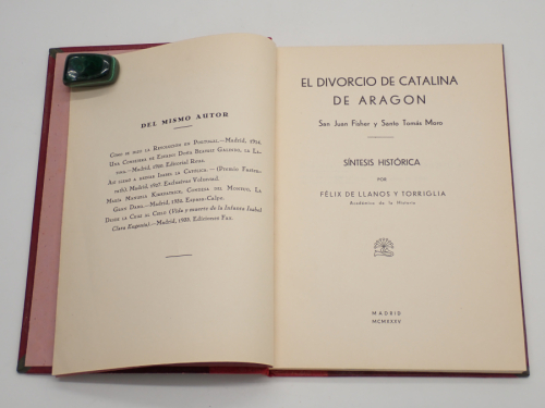 Portada del libro de El divorcio de Catalina de Aragón. San Juan Fisher y Santo Tomás Moro. Conferencias en Acción Española,...