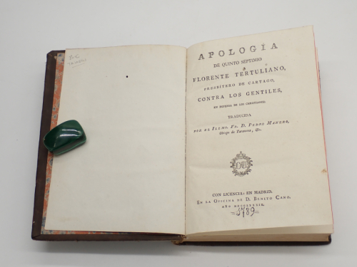 Portada del libro de Apología de Quinto Septimio Florente Tertuliano, presbítero de Cartago, contra los gentiles, en defensa...