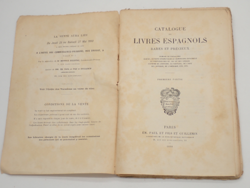 Portada del libro de Catalogue de livres espagnols rares et précieux. Romans de chevalerie, poètes, auteurs dramatiques et...