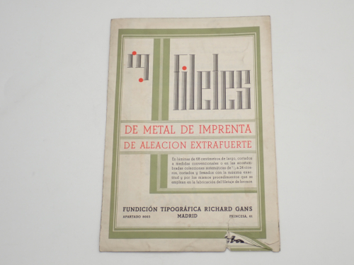 Portada del libro de Conjunto de 5 folletos publicitarios de material tipográfico. José Iranzo, Richard Gans y Fundición...