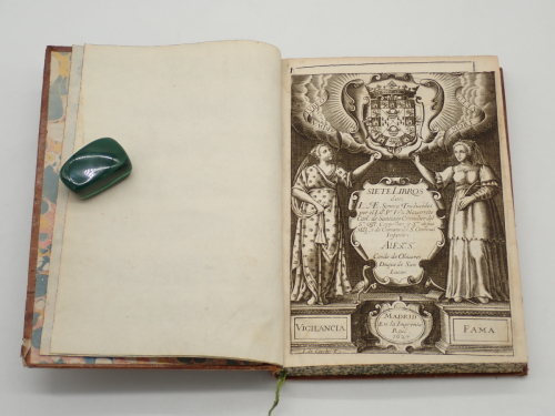 Portada del libro de Siete libros de L. Ae. Séneca, traducidos por el Licdo. Pº Frz. Navarrete... Al Exmo. Sr. Conde de Olivares,...