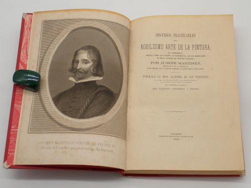 Portada del libro de Discursos practicables del nobilísimo arte de la pintura, sus rudimentos, medios y fines que enseña...
