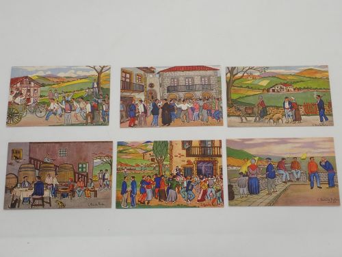 Portada del libro de Escenas Vascas. 6 postales a partir de ilustraciones de Luis Boada Rolín