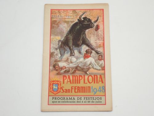 Portada del libro de Pamplona, San Fermín 1948. Programa de festejos que se celebrarán del 6 al 20 de julio