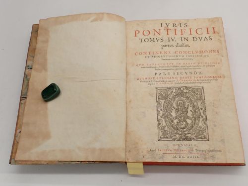 Portada del libro de Iuris Pontificii Tomus IV in duas partes divisus. Continens conclusiones et absolutissmum indicem ac...