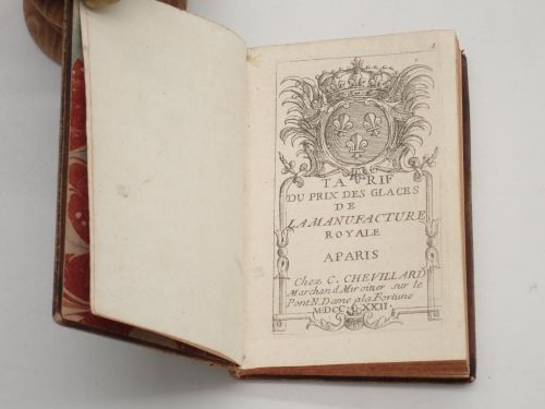Portada del libro de Tarif du prix des glaces de la Manufacture Royale