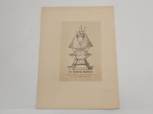 Portada del libro de San Fermín mártir. Natural y primer Obispo de Pamplona. Patrón del Reyno de Navarra [ESTAMPA LITOGRÁFICA]...