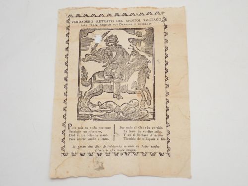 Portada del libro de Verdadero retrato del Apóstol Santiago para traer consigo sus devotos y cofrades [ESTAMPA XILOGRÁFICA]