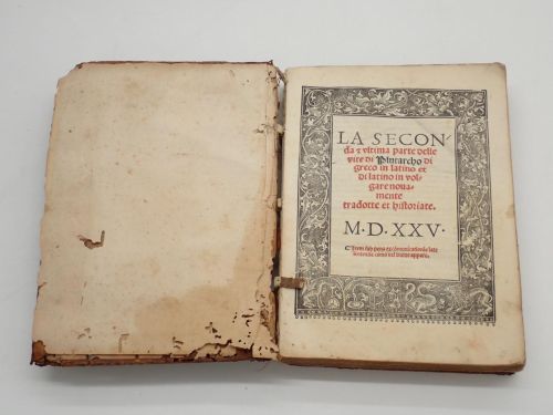 Portada del libro de La seconda et ultima parte delle vite di Plutarcho di greco in latino et di latino in volgare novamente...
