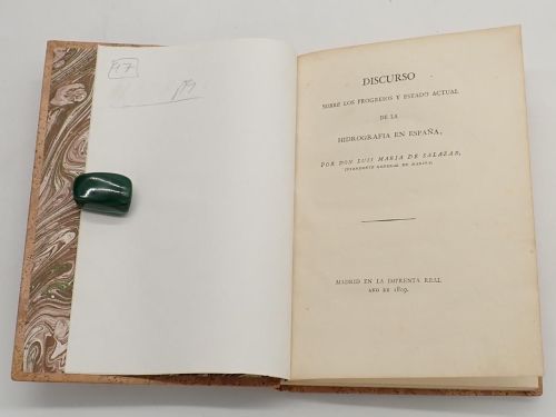 Portada del libro de Discurso sobre los progresos y estado actual de la hidrografía en España