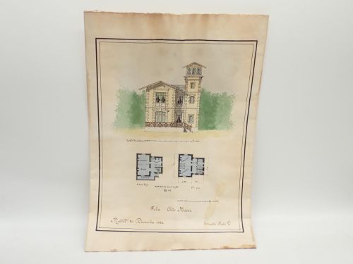 Portada del libro de Dibujo original para proyecto de casa unifamiliar. Año 1932