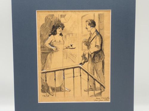 Portada del libro de DANS L'ESCALIER. Dibujo original de Jean Alex