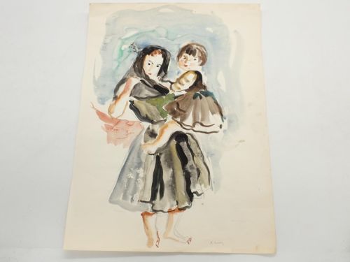 Portada del libro de Mujer con niña en brazos [ACUARELA ORIGINAL DE KATHERINE LIBROWICZ]