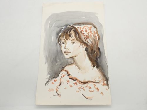 Portada del libro de Retrato de una joven con pañuelo en la cabeza [ACUARELA ORIGINAL DE KATHERINE LIBROWICZ]