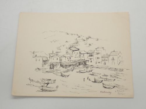 Portada del libro de Pueblo pesquero en España [PLUMILLA ORIGINAL DE KATHERINE LIBROWICZ]