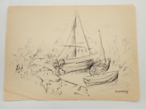 Portada del libro de Varias barcas [PLUMILLA ORIGINAL DE KATHERINE LIBROWICZ]