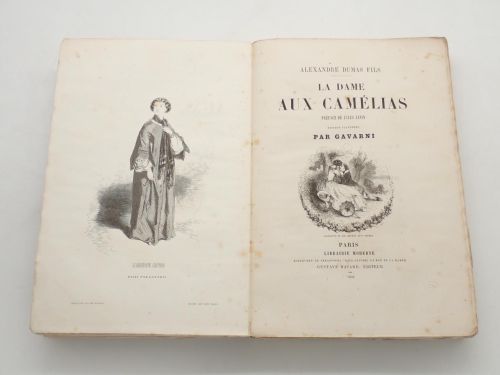 Portada del libro de La dame aux camélias. Práface de Jules Janin. Édition illustrée par Gavarni